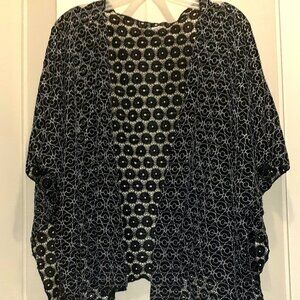 Women's Delicate Black Lace Open Front Cardigan - One Size Fits Most - Intricate